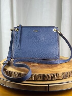 Kate Spade New York Navy Leather Crossbody Bag Pebbled - New - Never Used
